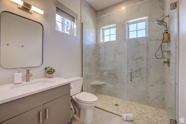 4971 S Cattail Way, Washington, UT 84780 - bathroom featuring a shower stall, vanity, and toilet