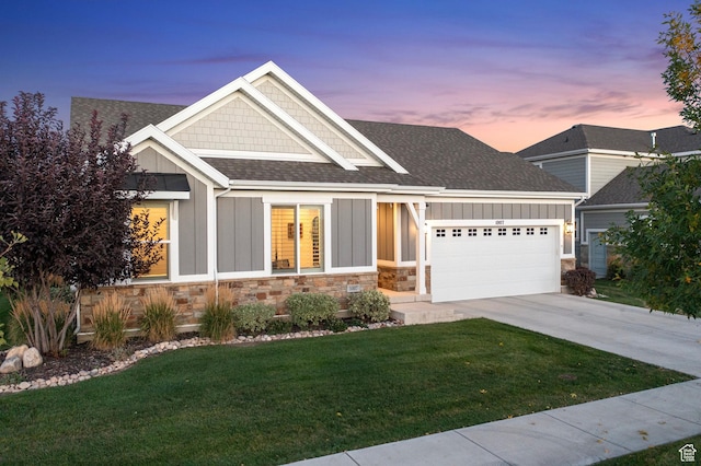 1007 S Weathervane Way, Heber City, UT 84032 - craftsman house featuring an attached garage, driveway, board and batten siding, and a shingled roof