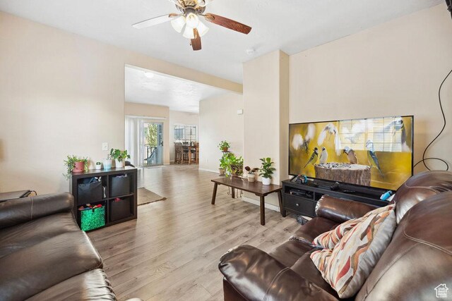 1898 W Pointe Meadow Loop, Lehi, UT 84043 - living room with light wood-type flooring and ceiling fan