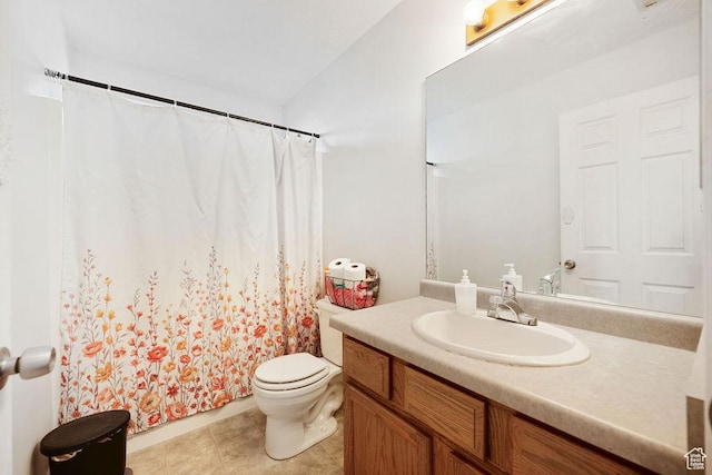 1898 W Pointe Meadow Loop, Lehi, UT 84043 - bathroom with vanity, toilet, curtained shower, and tile patterned flooring