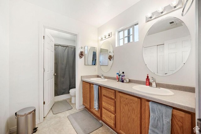 1898 W Pointe Meadow Loop, Lehi, UT 84043 - full bath featuring toilet, double vanity, and a shower with curtain