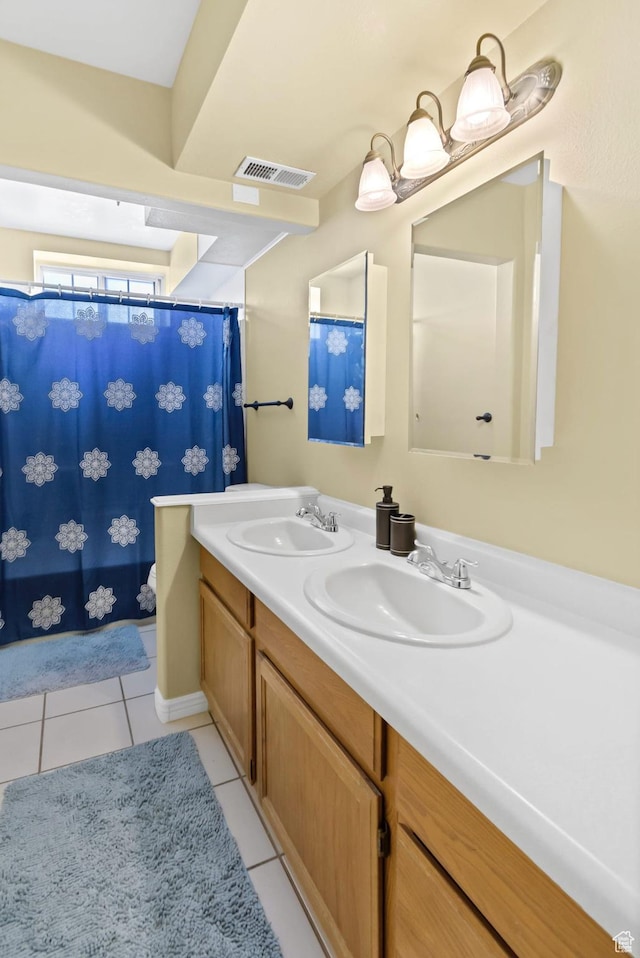 245 N 700 E, Richfield, UT 84701 - full bath featuring tile patterned floors, double vanity, a sink, and visible vents