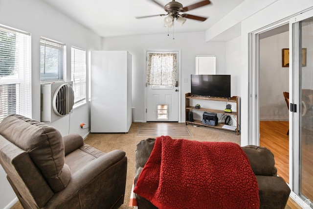 245 N 700 E, Richfield, UT 84701 - living room featuring a wealth of natural light, a ceiling fan, and wood finished floors