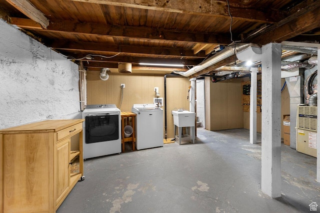 327 E Coatsville Ave S, Salt Lake City, UT 84115 - unfinished basement with washer and dryer and a sink