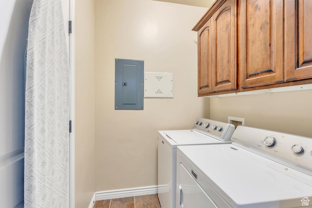 376 S 740 W Unit 102, Pleasant Grove, UT 84062 - laundry area featuring cabinet space, electric panel, baseboards, and washer and clothes dryer