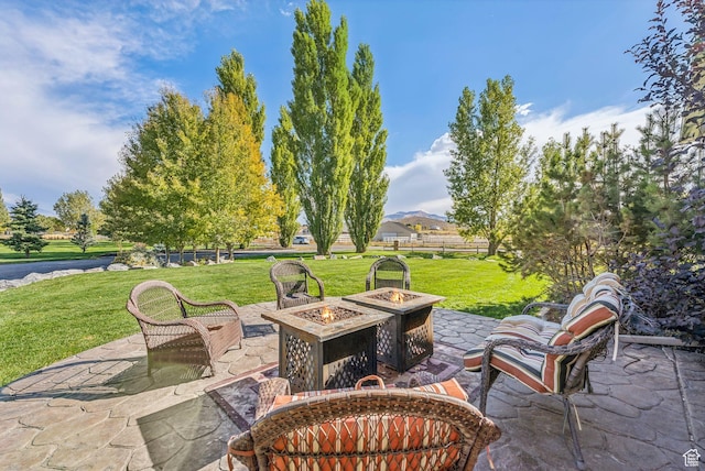 8938 N Canyon Wash Dr, Eagle Mountain, UT 84005 - view of patio / terrace featuring a fire pit