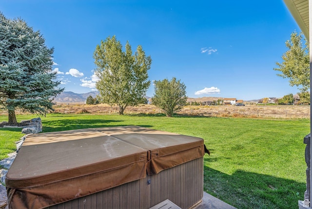 8938 N Canyon Wash Dr, Eagle Mountain, UT 84005 - view of yard with a mountain view and a hot tub
