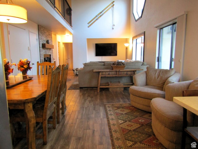 102 S Alpine Ln # A-4, Brian Head, UT 84719 - interior space with a high ceiling and dark hardwood / wood-style flooring