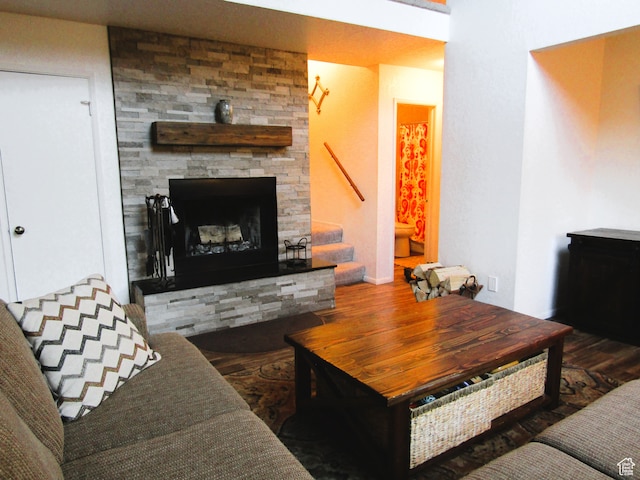 102 S Alpine Ln # A-4, Brian Head, UT 84719 - living room with a fireplace and dark hardwood / wood-style flooring