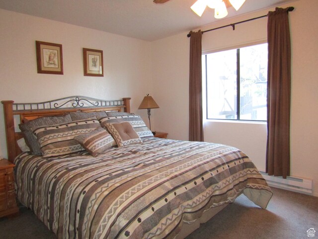 102 S Alpine Ln # A-4, Brian Head, UT 84719 - carpeted bedroom featuring ceiling fan and a baseboard radiator