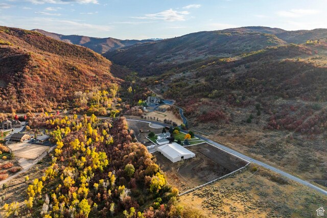 bird's eye view with a mountain view