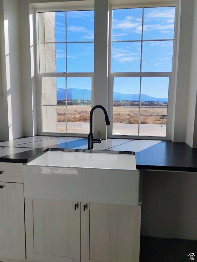 2390 W 5190 N Unit 4, Cedar City, UT 84721 - kitchen with white cabinetry, a mountain view, and sink
