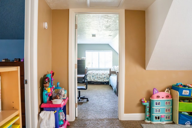 interior space with a textured ceiling