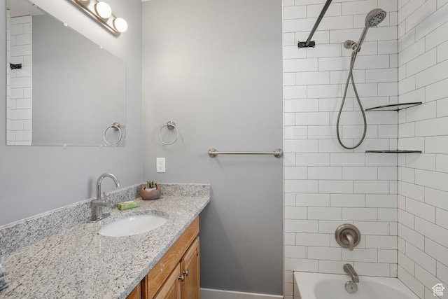 full bath featuring vanity and tub / shower combination
