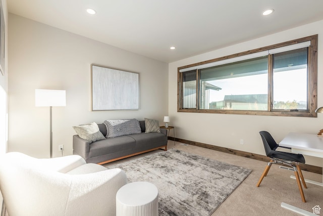 living room featuring carpet