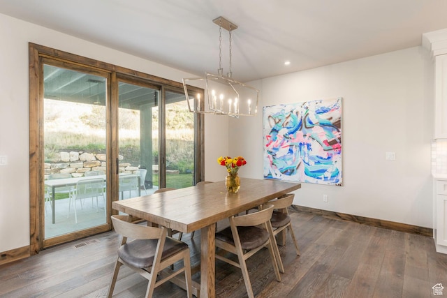 498 Thorn Creek Dr, Kamas, UT 84036 - dining room featuring hardwood / wood-style floors, a chandelier, and recessed lighting