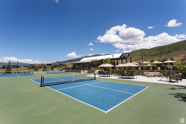 498 Thorn Creek Dr, Kamas, UT 84036 - view of tennis court featuring a mountain view
