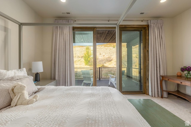 498 Thorn Creek Dr, Kamas, UT 84036 - bedroom with access to outside, multiple windows, carpet floors, and recessed lighting