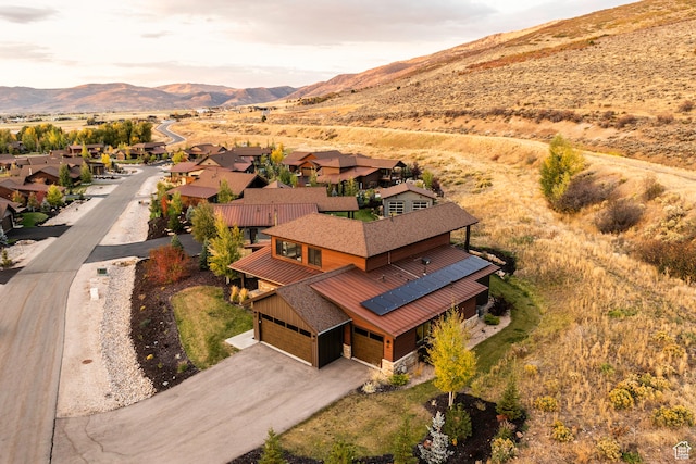 drone / aerial view with a mountain view
