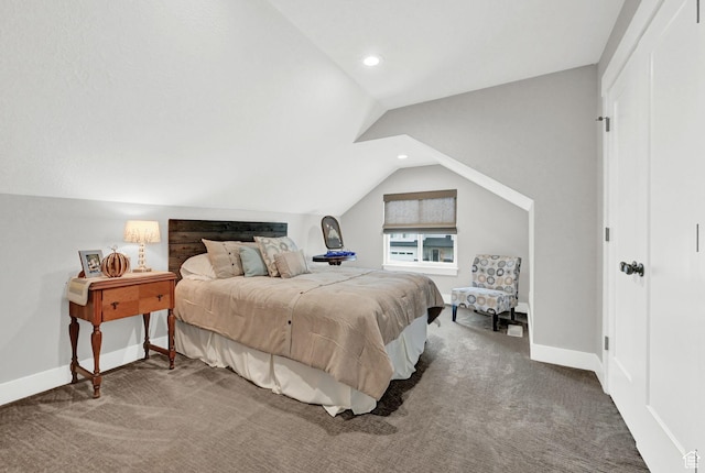 170 E 3900 N, North Ogden, UT 84414 - carpeted bedroom featuring vaulted ceiling, baseboards, and recessed lighting