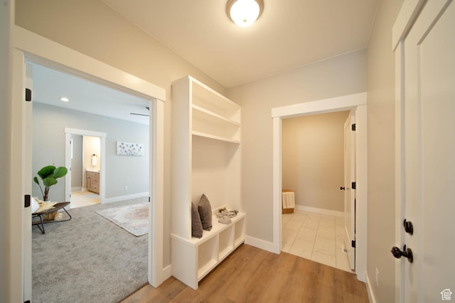 mudroom featuring light wood-type flooring