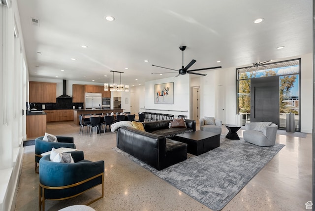 70 W 350 S, Garden City, UT 84028 - living room featuring ceiling fan