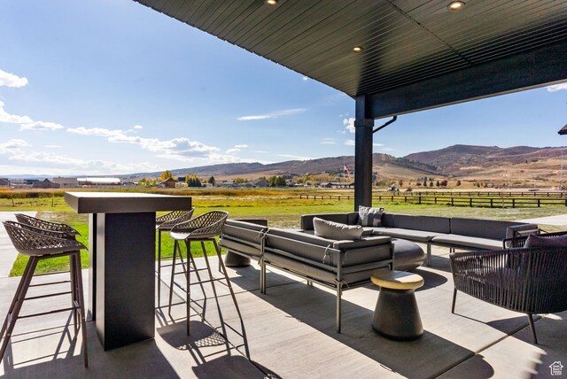 70 W 350 S, Garden City, UT 84028 - view of patio / terrace featuring a rural view, outdoor lounge area, and a mountain view