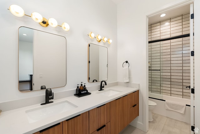 70 W 350 S, Garden City, UT 84028 - full bathroom featuring vanity, toilet, enclosed tub / shower combo, and tile patterned flooring