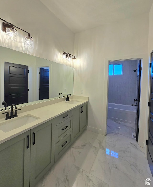 556 N Olympic Way Unit 38, Midway, UT 84049 - bathroom with double vanity, baseboards, and marble finish floors