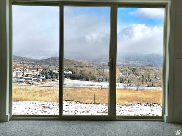 556 N Olympic Way Unit 38, Midway, UT 84049 - doorway to outside with a mountain view and carpet