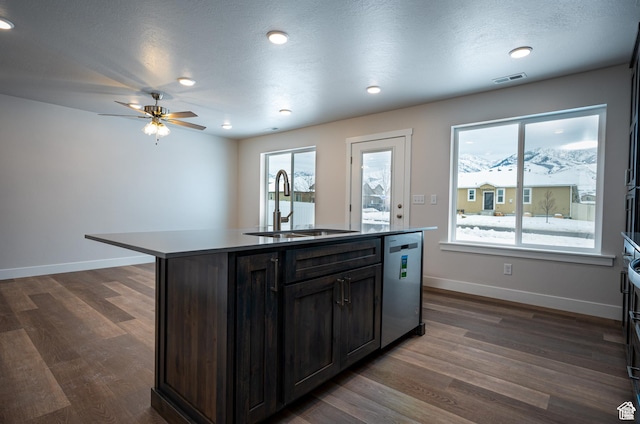 655 S 85 E Unit 32, Smithfield, UT 84335 - kitchen featuring a sink, dishwasher, dark wood-style flooring, baseboards, and recessed lighting