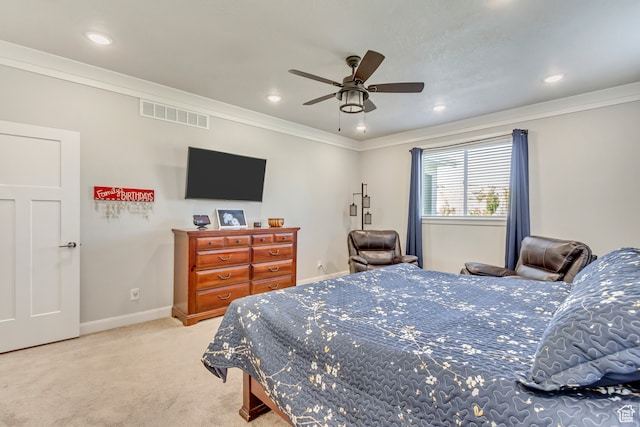 1441 E Snowflake Ave N, Eagle Mountain, UT 84005 - carpeted bedroom with ceiling fan and ornamental molding