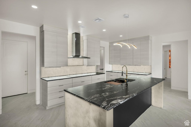 734 S 1220 W, Hurricane, UT 84737 - kitchen with visible vents, modern cabinets, black electric stovetop, wall chimney range hood, and a sink