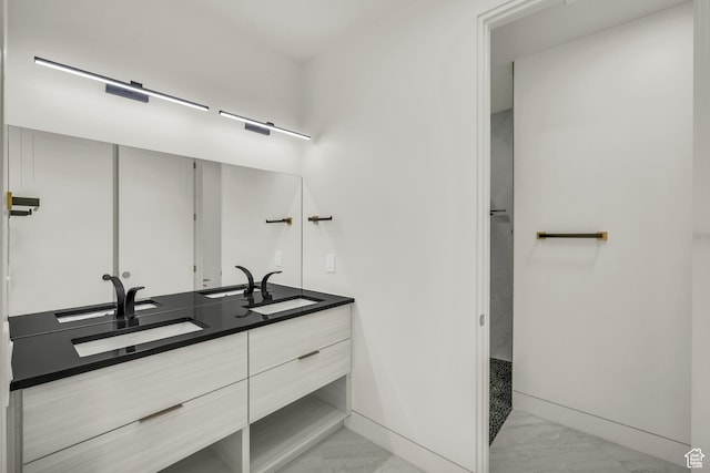 734 S 1220 W, Hurricane, UT 84737 - full bathroom with double vanity, baseboards, a sink, and marble finish floor