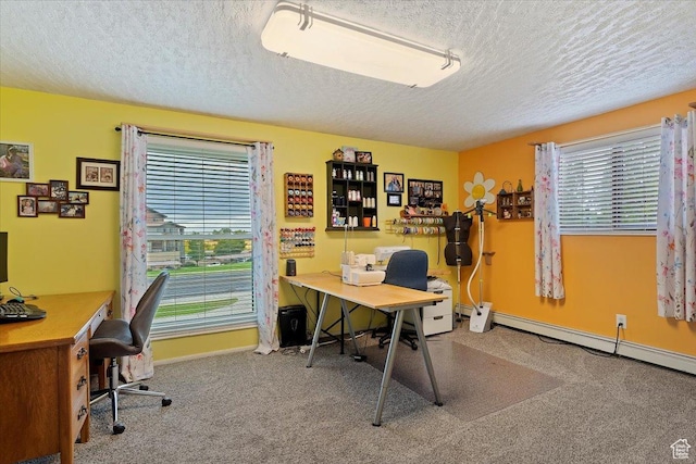 1286 N Fairfield E, Layton, UT 84040 - office featuring carpet, a textured ceiling, and a baseboard radiator