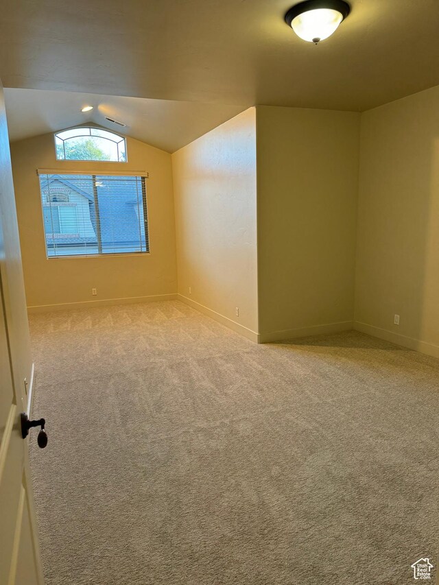 1260 N 200 W, Bountiful, UT 84010 - unfurnished room with baseboards, carpet, and vaulted ceiling