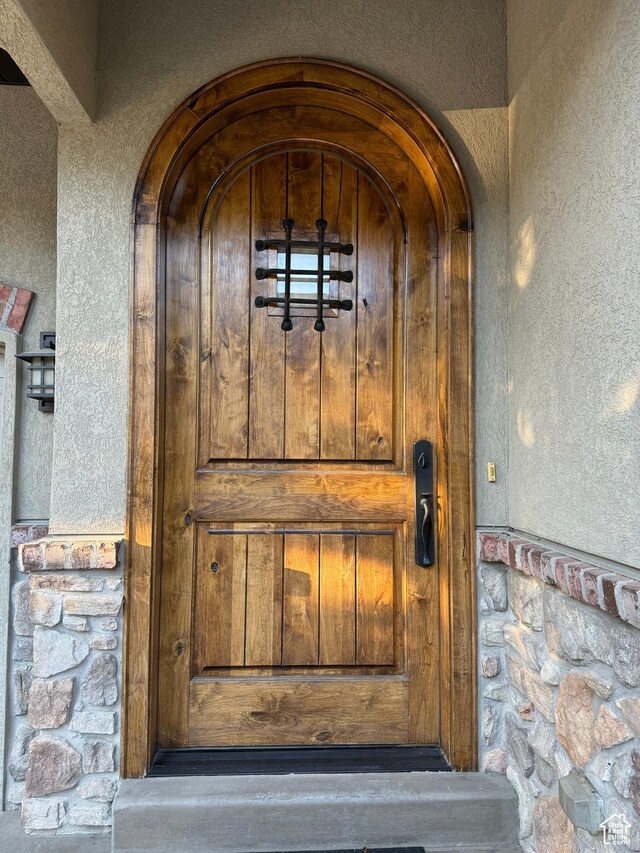 1260 N 200 W, Bountiful, UT 84010 - property entrance featuring stucco siding and stone siding