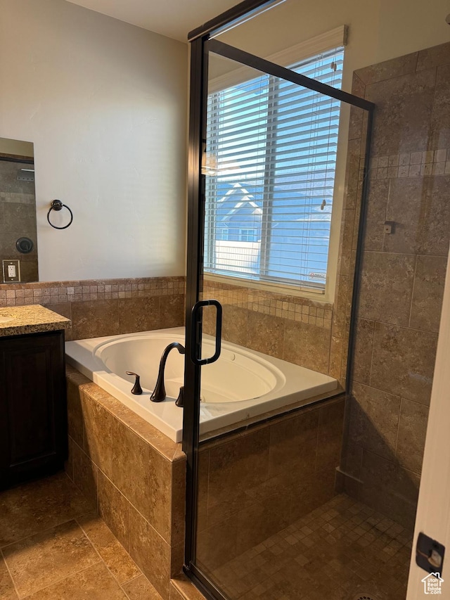 1260 N 200 W, Bountiful, UT 84010 - bathroom with vanity, a stall shower, a bath, and a wealth of natural light