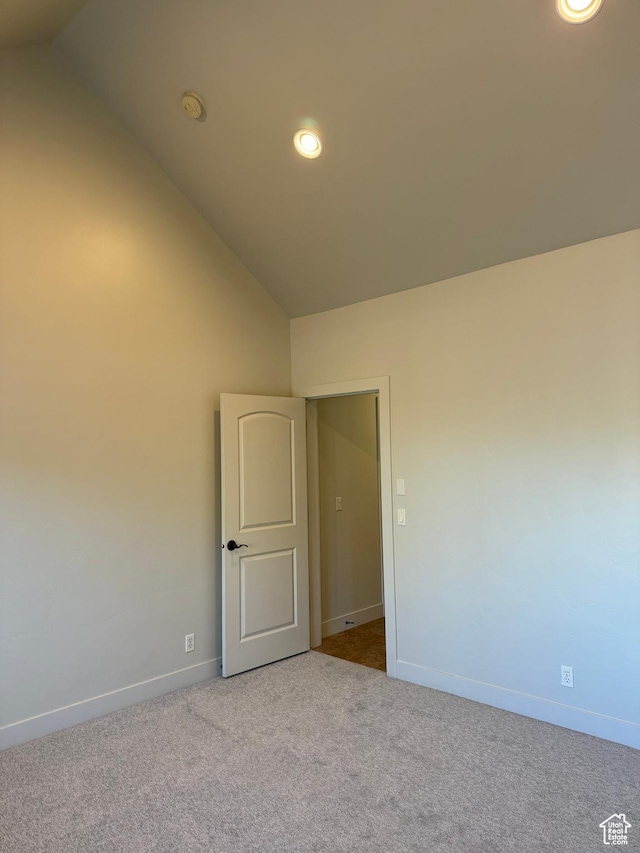 1260 N 200 W, Bountiful, UT 84010 - unfurnished room with baseboards, carpet flooring, recessed lighting, and lofted ceiling