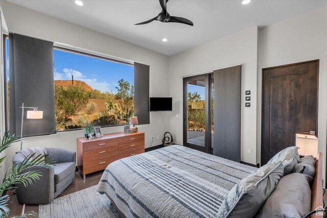 644 W Wild Indigo Way, Ivins, UT 84738 - bedroom featuring a ceiling fan, recessed lighting, and access to exterior