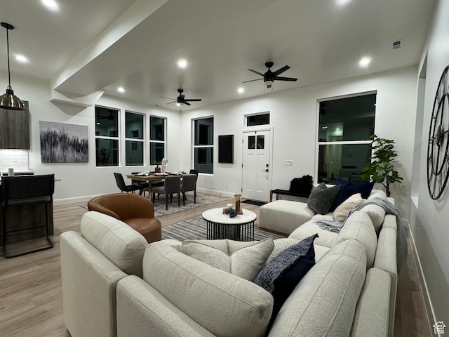136 S 700 E Unit 1, Salt Lake City, UT 84102 - living room with ceiling fan and light hardwood / wood-style floors