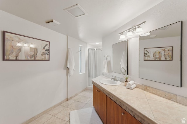 3797 Blacksmith Rd, Park City, UT 84098 - full bathroom featuring vanity, tile patterned flooring, a shower with curtain, and baseboards