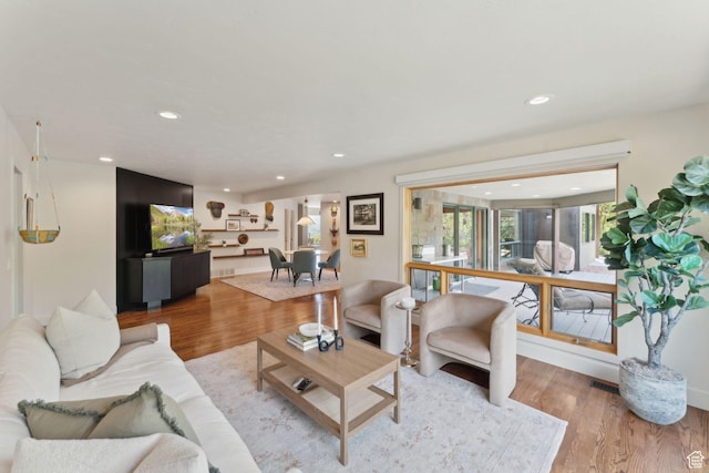 3797 Blacksmith Rd, Park City, UT 84098 - living area featuring light wood-style flooring and recessed lighting