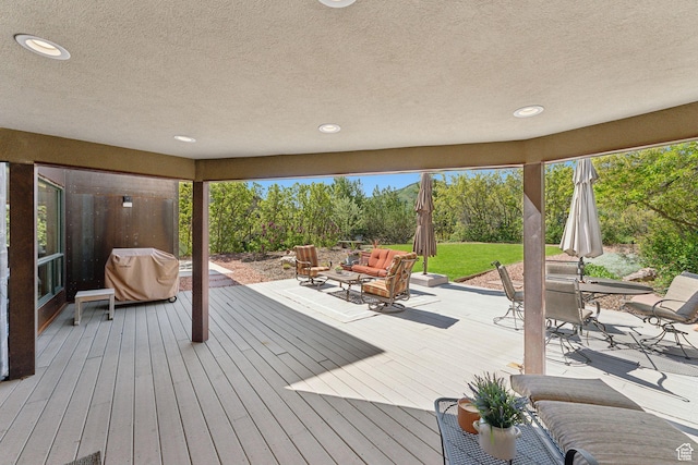 3797 Blacksmith Rd, Park City, UT 84098 - wooden terrace with an outdoor living space, area for grilling, and outdoor dining space