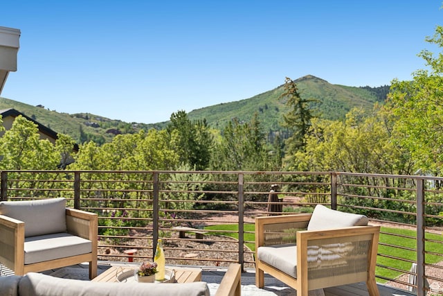 3797 Blacksmith Rd, Park City, UT 84098 - balcony with a mountain view, an outdoor hangout area, and a view of trees