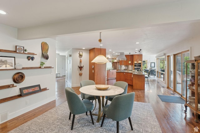 3797 Blacksmith Rd, Park City, UT 84098 - dining room featuring light wood-style flooring, recessed lighting, and baseboards