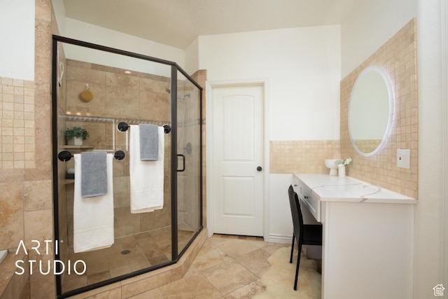 14714 S Pristine Dr E, Draper, UT 84020 - full bathroom with a shower stall, tile patterned flooring, and vanity