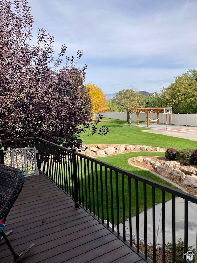 5046 W 4250 S, West Haven, UT 84401 - wooden terrace with a lawn and fence