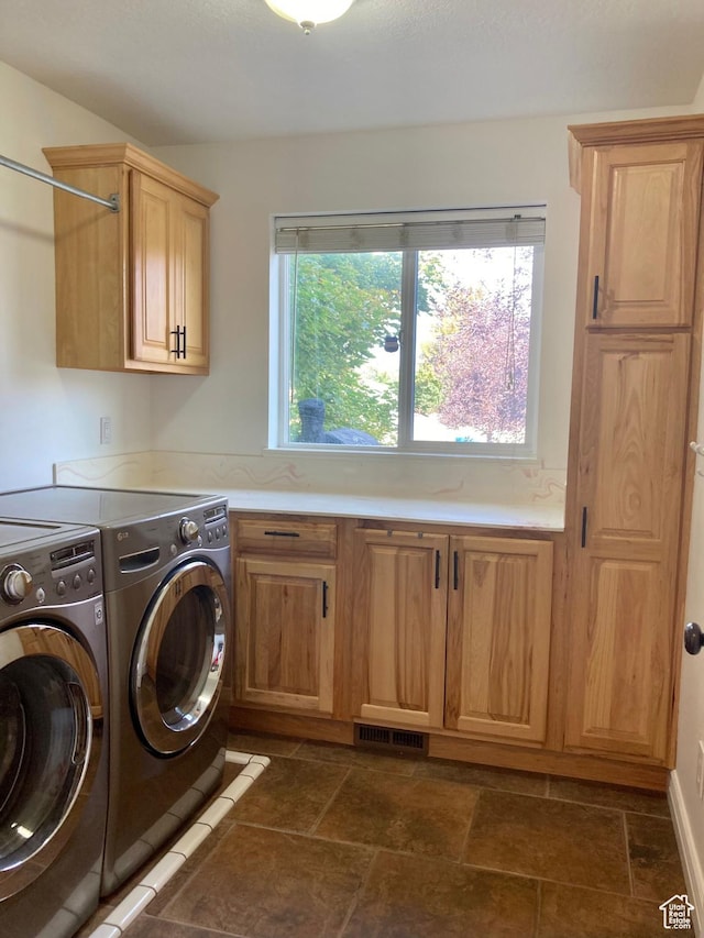 5046 W 4250 S, West Haven, UT 84401 - clothes washing area featuring cabinet space, visible vents, and washing machine and clothes dryer
