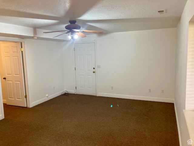 5046 W 4250 S, West Haven, UT 84401 - spare room featuring dark colored carpet, ceiling fan, a textured ceiling, and baseboards